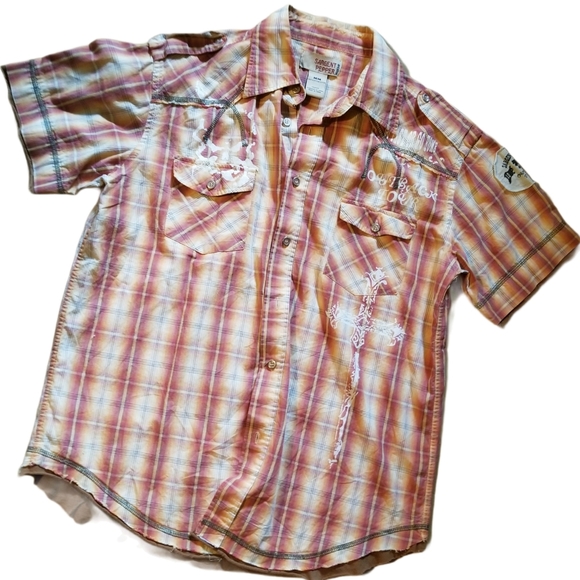 SARGENT PEPPER Rust Plaid Shirt (Size M) - Picture 13 of 13
